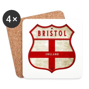 Armoiries de Bristol Angleterre - Dessous de verre (lot de 4) - blanc - Devant