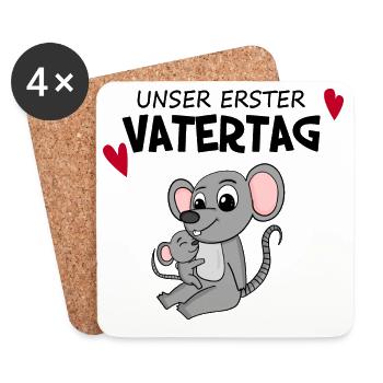 Vatertag Geschenk - Unser erster Vatertag - Untersetzer (4er-Set) - Weiß - Vorne