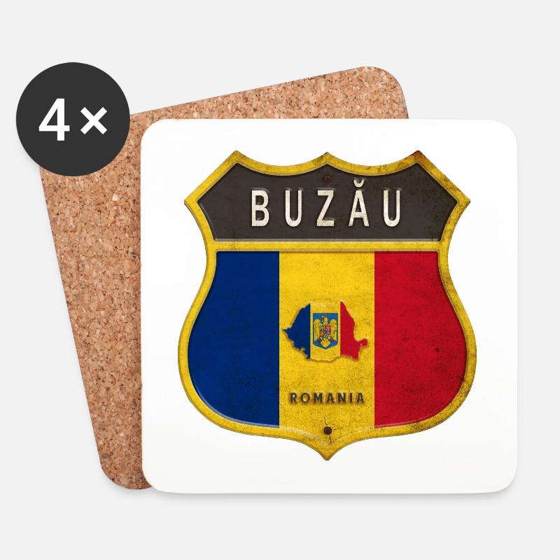 Buzău Rumänien Wappen Design - Untersetzer (4er-Set) - Weiß