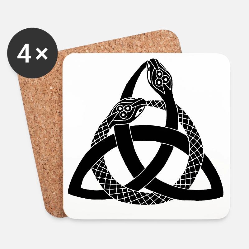 Schwarze Schlangen und keltisches Symbol - Untersetzer (4er-Set) - Weiß