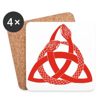 Rote Schlangen und keltisches Symbol - Untersetzer (4er-Set) - Weiß - Vorne