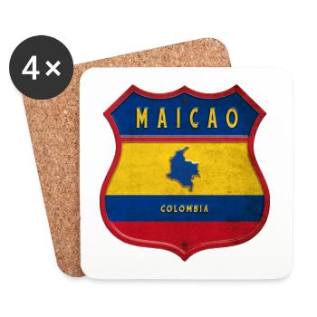 Motif de l'écusson Maicao Columbia - Dessous de verre (lot de 4) - blanc - Devant