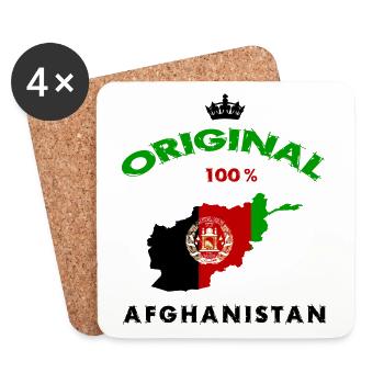 Afghanistan Original 100% Flaggen Design - Untersetzer (4er-Set) - Weiß - Vorne