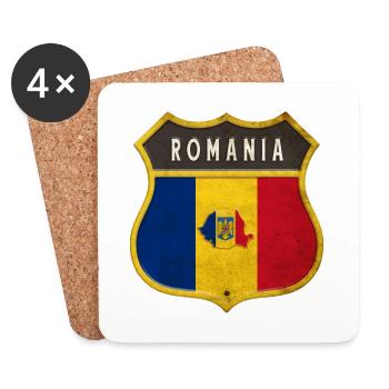 Armoiries de la Roumanie - Dessous de verre (lot de 4) - blanc - Devant