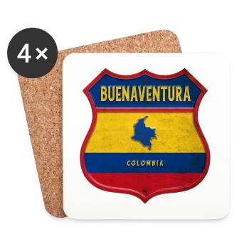 Écusson Buenaventura Colombia - Dessous de verre (lot de 4) - blanc - Devant