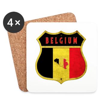 Belgique Armoiries Drapeaux Design - Dessous de verre (lot de 4) - blanc - Devant