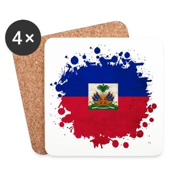 Haiti Flaggen Klecks - Untersetzer (4er-Set) - Weiß - Vorne