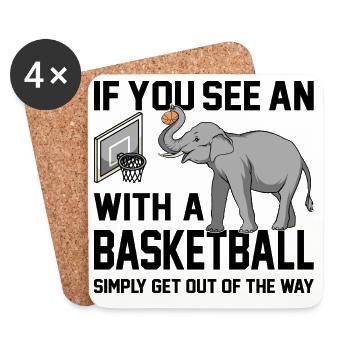 If you see an elephant with a basketball saying - Coasters (set of 4) - white - Front