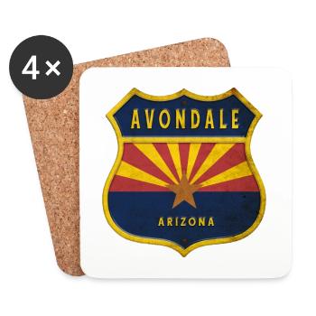 Motif d'écusson des drapeaux Avondale Arizona - Dessous de verre (lot de 4) - blanc - Devant