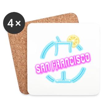 San Francisco Cocktail Sommer Design - Untersetzer (4er-Set) - Weiß - Vorne
