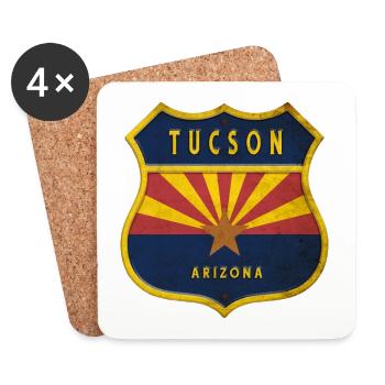Drapeau Tucson Arizona Motif écusson - Dessous de verre (lot de 4) - blanc - Devant