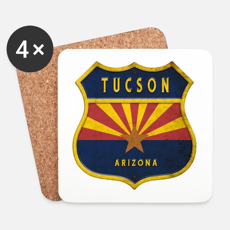 Tucson Arizona Flaggen Wappen Design - Untersetzer (4er-Set) - Weiß