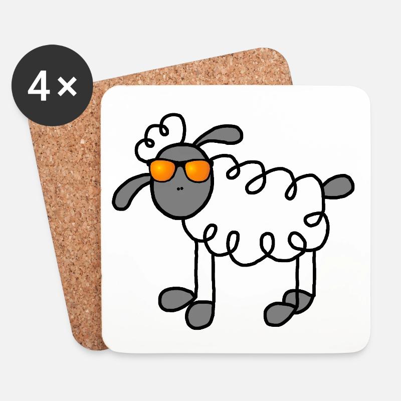 Cool Sheep - Untersetzer (4er-Set) - Weiß