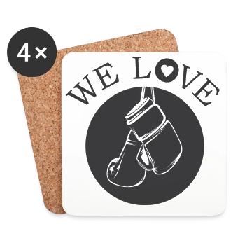 we love boxing Symbol Liebe Leidenschaft Boxer - Untersetzer (4er-Set) - Weiß - Vorne