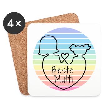 "Beste Mutti" | Geschenke für Mama | Muttertag - Untersetzer (4er-Set) - Weiß - Vorne
