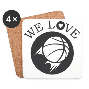 we love basketball streetballFreunde Symbol Logo - Untersetzer (4er-Set) - Weiß - Vorne