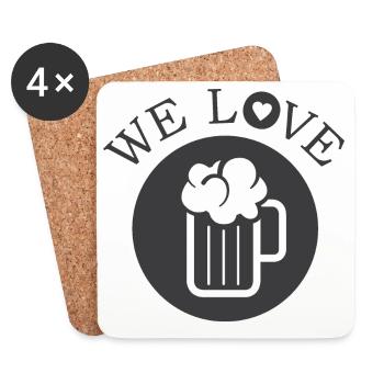 we love beer bier Liebe Symbol Logo icon Grafik - Untersetzer (4er-Set) - Weiß - Vorne
