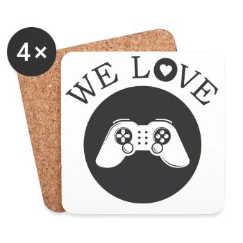 we love gaming gamer icon illustration logo icon - Coasters (set of 4) - white - Front