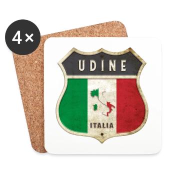 Udine Italie Armoiries Drapeaux Design - Dessous de verre (lot de 4) - blanc - Devant