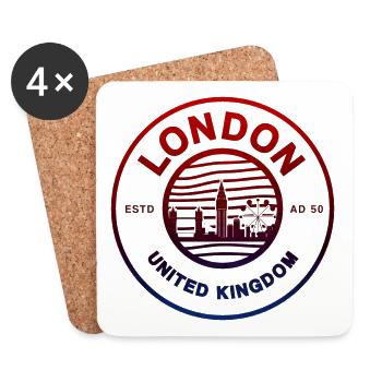 London Rundstempel Skyline - Untersetzer (4er-Set) - Weiß - Vorne