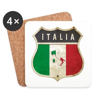Italie Armoiries Drapeaux Design - Dessous de verre (lot de 4) - blanc - Devant