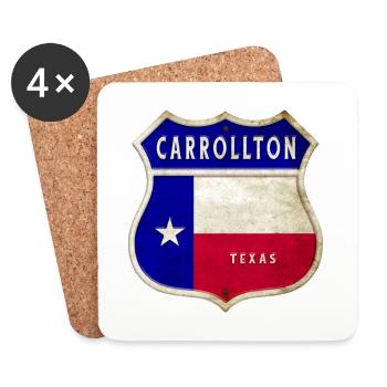 Carrollton Texas Wappen Flaggen Design - Untersetzer (4er-Set) - Weiß - Vorne