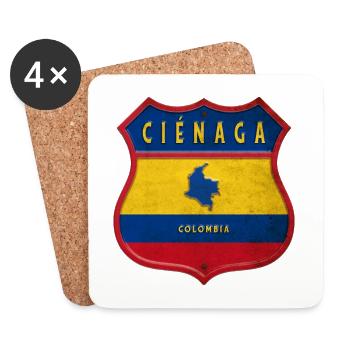 Design des armoiries de Cienaga Colombia - Dessous de verre (lot de 4) - blanc - Devant