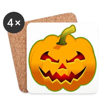 Citrouille d'Halloween – Effrayante - Dessous de verre (lot de 4) - blanc - Devant