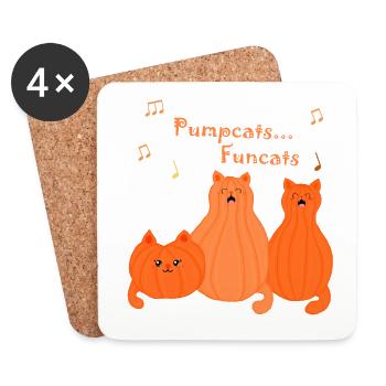 pumpcats are funcats - Coasters (set of 4) - white - Front