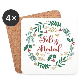 Feliz Natal Joyeux Noël Joyeux Noël - Dessous de verre (lot de 4) - blanc - Devant