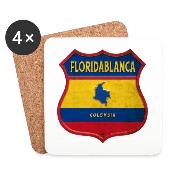 Design des armoiries de Floridablanca, Colombie - Dessous de verre (lot de 4) - blanc - Devant