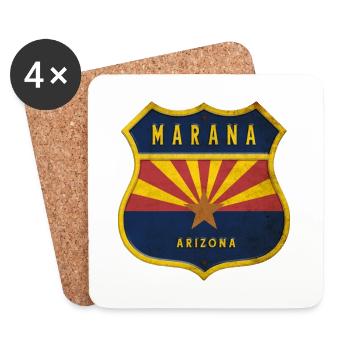 Design du blason du drapeau Marana Arizona - Dessous de verre (lot de 4) - blanc - Devant