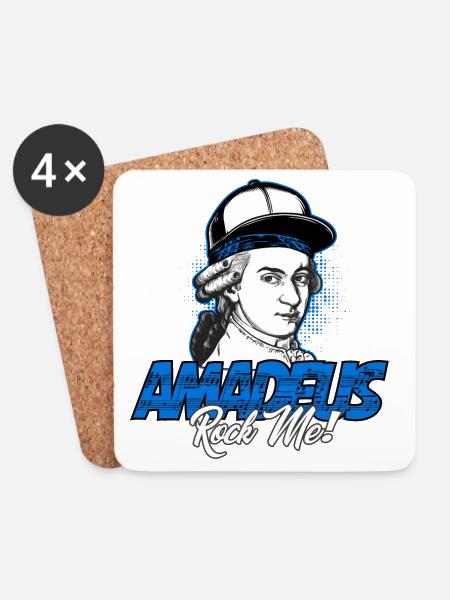 Amadeus Rock Me | Wolfgang Amadeus Mozart Klassik - Untersetzer (4er-Set) - Weiß