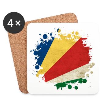 Seychelles blob flag design - Coasters (set of 4) - white - Front