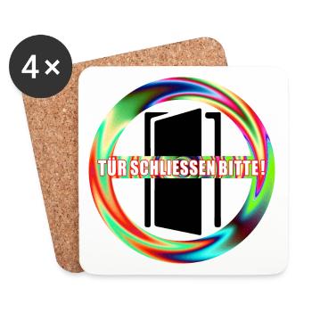 Tuer schliessen bitte | Tür schließen bitte - Untersetzer (4er-Set) - Weiß - Vorne