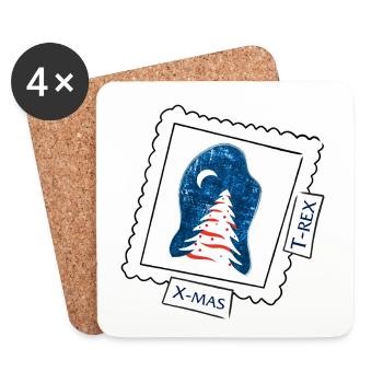 Noël vs. Trex - Dessous de verre (lot de 4) - blanc - Devant