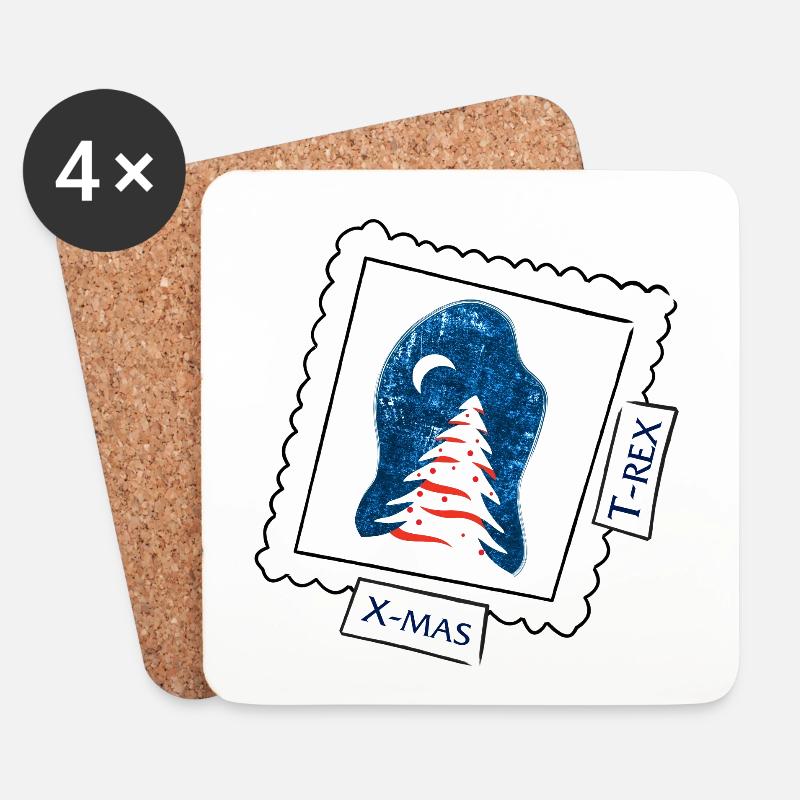Xmas vs. Trex - Coasters (set of 4) - white