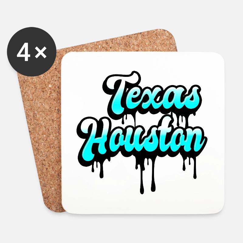 Texas Houston Design - Untersetzer (4er-Set) - Weiß