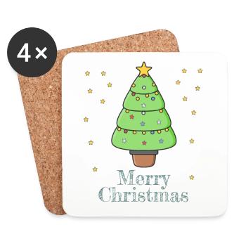 Merry Christmas - Dessous de verre (lot de 4) - blanc - Devant
