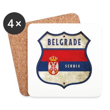 Belgrad Serbien Wappen Flaggen Design - Untersetzer (4er-Set) - Weiß - Vorne