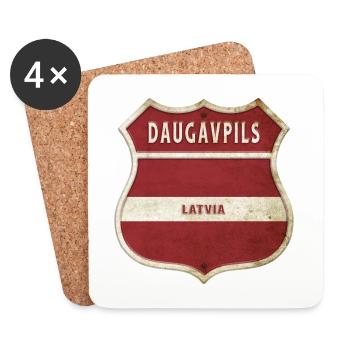 Daugavpils Lettonie Armoiries Drapeaux - Dessous de verre (lot de 4) - blanc - Devant