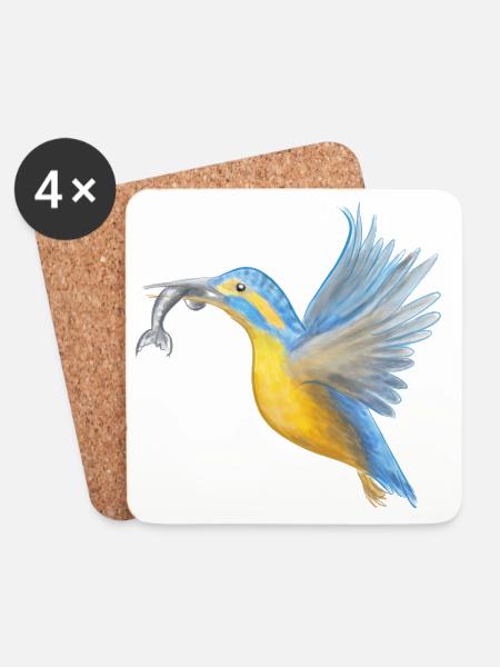 Eisvogel Fangkunst - Untersetzer (4er-Set) - Weiß