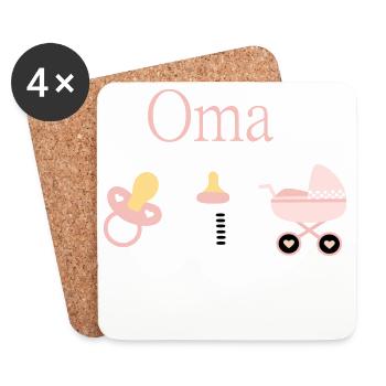 Oma Geburt Mädchen Vorlage personalisierbar - Untersetzer (4er-Set) - Weiß - Vorne