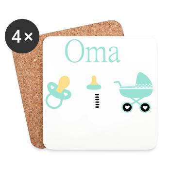 Opa 2026 Geburt Junge Vorlage personalisierbar - Untersetzer (4er-Set) - Weiß - Vorne