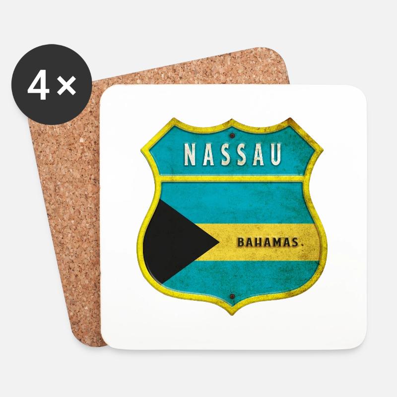 Nassau Bahamas Flaggen Wappen Design - Untersetzer (4er-Set) - Weiß