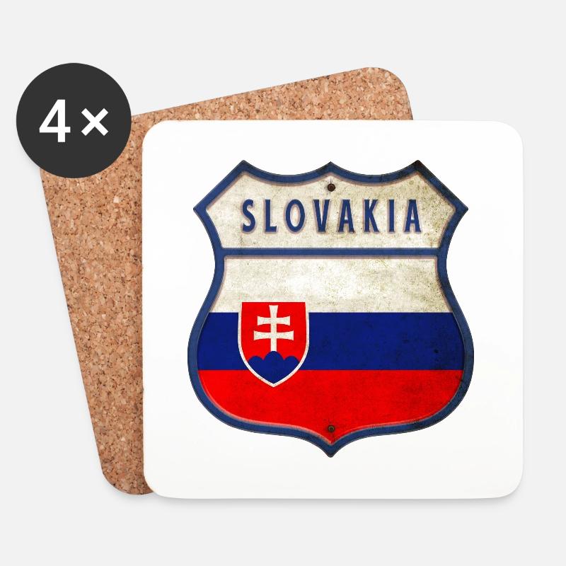 Slowakei Flaggen Wappen Design - Untersetzer (4er-Set) - Weiß