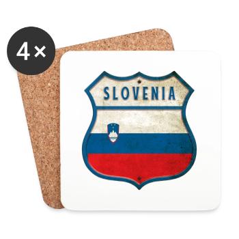 Slowenien Flaggen Wappen Design - Untersetzer (4er-Set) - Weiß - Vorne