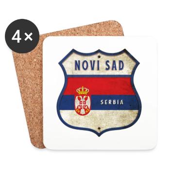 Novi Sad Serbie Armoiries Drapeaux - Dessous de verre (lot de 4) - blanc - Devant
