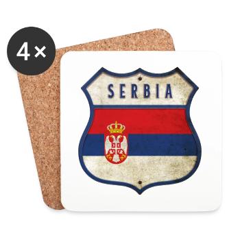 Design du drapeau des armoiries de la Serbie - Dessous de verre (lot de 4) - blanc - Devant