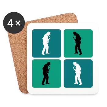 Design de saxophone - Dessous de verre (lot de 4) - blanc - Devant